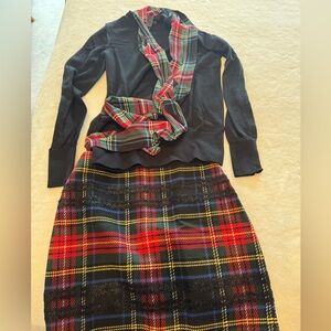 J. Crew Plaid A-Line Skirt - Red, Black, Yellow